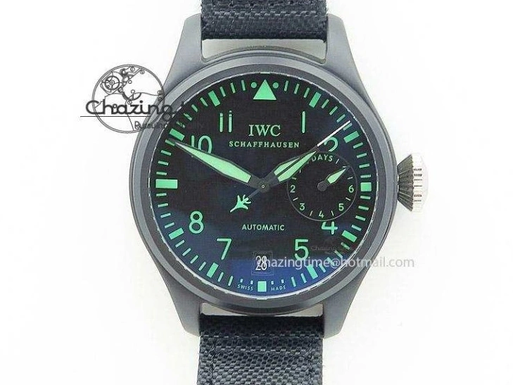 MIROTIME 0519 Mark XVIII Top Gun “SFTI” Black Ceramic IW324712 ZF 1:1 Best Edition on Green Nylon Strap A Tailored 7025